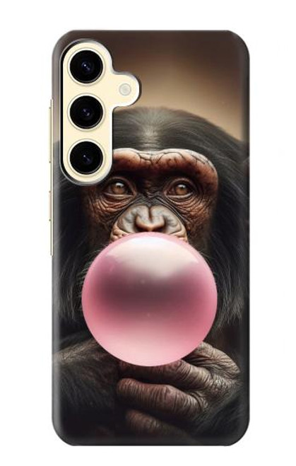 S3973 Chimpanzee Blowing Pink Bubblegum Case For Samsung Galaxy S24