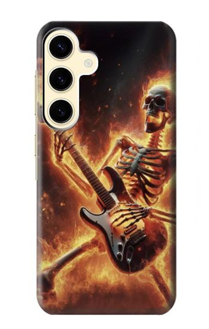 S3984 Fire Skeleton Playing Guitar Case For Samsung Galaxy S24