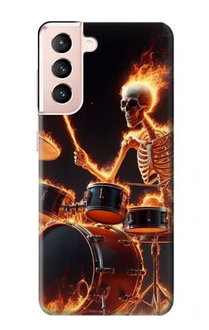S3985 Fire Skull Drummer Case For Samsung Galaxy S21 5G