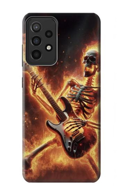 S3984 Fire Skeleton Playing Guitar Case For Samsung Galaxy A52s 5G