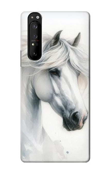 S4025 White Horse Painting Case For Sony Xperia 1 III