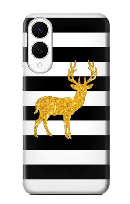 S2794 Black and White Striped Deer Gold Sparkles Case For Samsung Galaxy S25 Edge