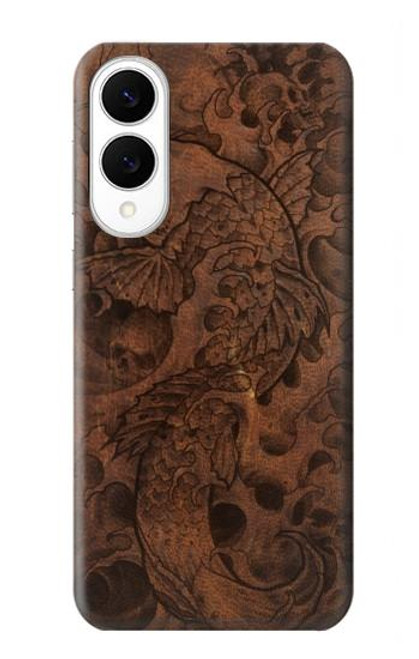 S3405 Fish Tattoo Leather Graphic Print Case For Samsung Galaxy S25 Edge