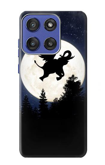 S3323 Flying Elephant Full Moon Night Case For Motorola Moto G Stylus 5G (2025,2026), Edge 60 Stylus