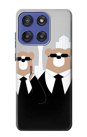 S3557 Bear in Black Suit Case For Motorola Moto G Stylus 5G (2025,2026), Edge 60 Stylus