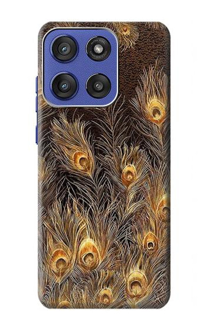 S3691 Gold Peacock Feather Case For Motorola Moto G Stylus 5G (2025), Edge 60 Stylus