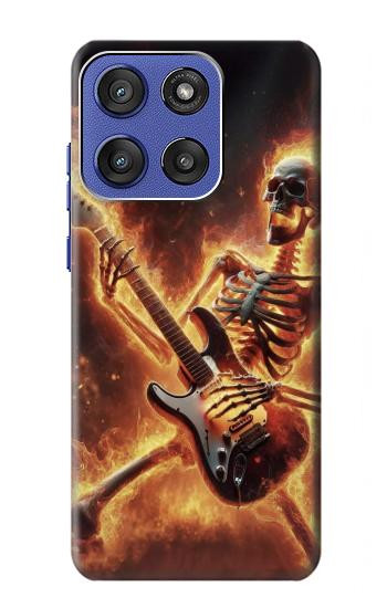 S3984 Fire Skeleton Playing Guitar Case For Motorola Moto G Stylus 5G (2025,2026), Edge 60 Stylus