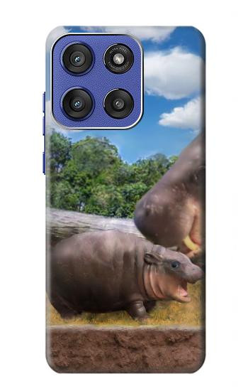 S4031 Baby Hippo Hippopotamus Family Case For Motorola Moto G Stylus 5G (2025,2026), Edge 60 Stylus