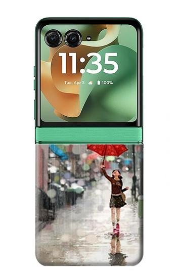 S0108 Girl in The Rain Case For Motorola Razr 70+,60+, Razr+ (2026, 2025, 2024)