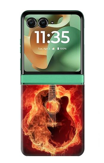 S0415 Fire Guitar Burn Case For Motorola Razr 60, Razr 2025