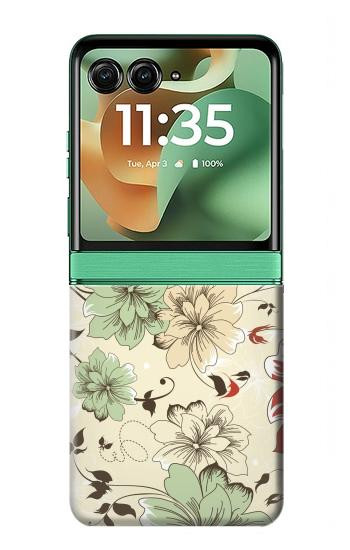 S2179 Flower Floral Vintage Art Pattern Case For Motorola Razr 70+,60+, Razr+ (2026, 2025, 2024)