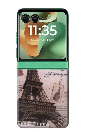 S2211 Paris Postcard Eiffel Tower Case For Motorola Razr 70+,60+, Razr+ (2026, 2025, 2024)