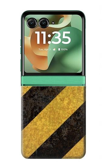 S2231 Yellow and Black Line Hazard Striped Case For Motorola Razr 70+,60+, Razr+ (2026, 2025, 2024)