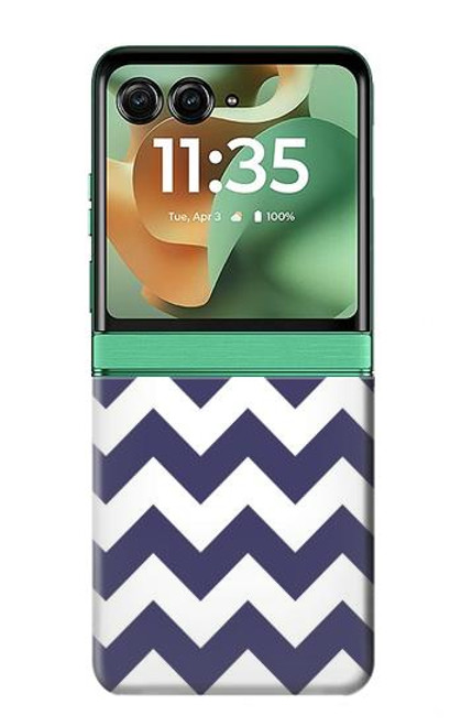 S2345 Navy Blue Shavron Zig Zag Pattern Case For Motorola Razr 60, Razr 2025