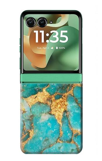 S2906 Aqua Turquoise Stone Case For Motorola Razr 70+,60+, Razr+ (2026, 2025, 2024)