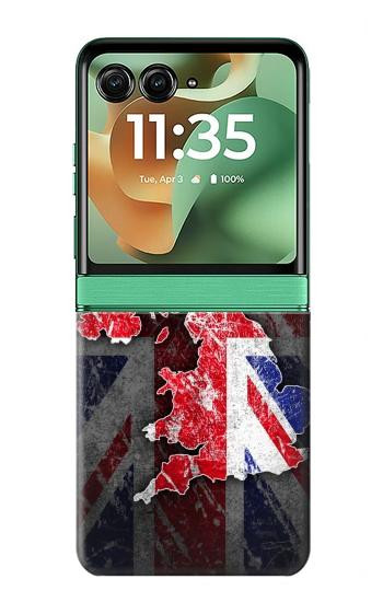 S2936 UK British Flag Map Case For Motorola Razr 70+,60+, Razr+ (2026, 2025, 2024)
