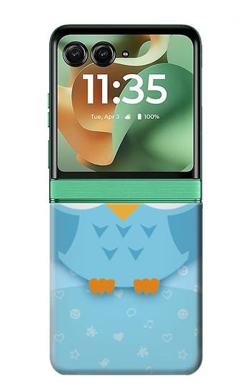 S3029 Cute Blue Owl Case For Motorola Razr 70+,60+, Razr+ (2026, 2025, 2024)