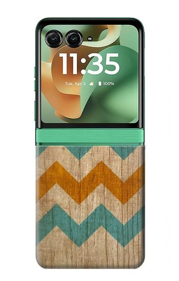 S3033 Vintage Wood Chevron Graphic Printed Case For Motorola Razr 70+,60+, Razr+ (2026, 2025, 2024)