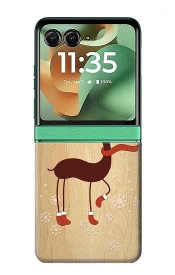 S3081 Wooden Raindeer Graphic Printed Case For Motorola Razr 70+,60+, Razr+ (2026, 2025, 2024)