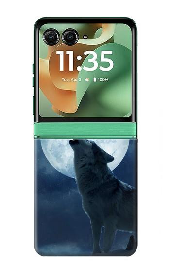 S3693 Grim White Wolf Full Moon Case For Motorola Razr 70+,60+, Razr+ (2026, 2025, 2024)