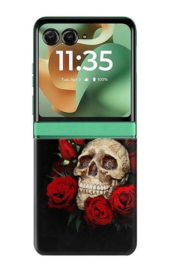 S3753 Dark Gothic Goth Skull Roses Case For Motorola Razr 70+,60+, Razr+ (2026, 2025, 2024)