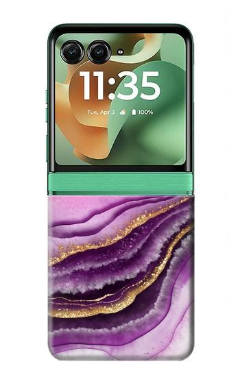 S3896 Purple Marble Gold Streaks Case For Motorola Razr 70+,60+, Razr+ (2026, 2025, 2024)