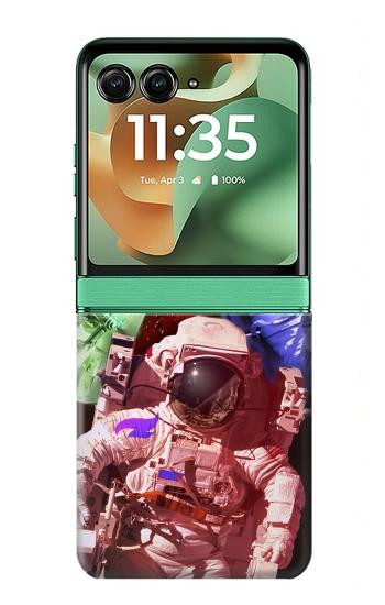 S3914 Colorful Nebula Astronaut Suit Galaxy Case For Motorola Razr 70+,60+, Razr+ (2026, 2025, 2024)