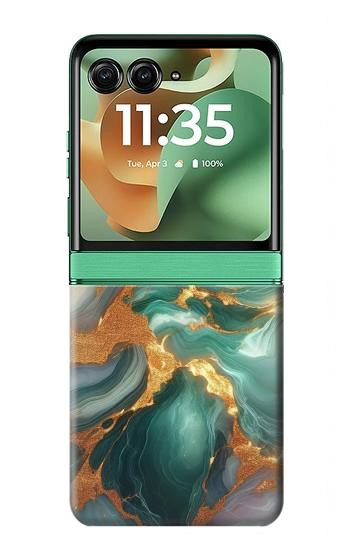 S3993 Green Marble Gold Veins Case For Motorola Razr 70+,60+, Razr+ (2026, 2025, 2024)