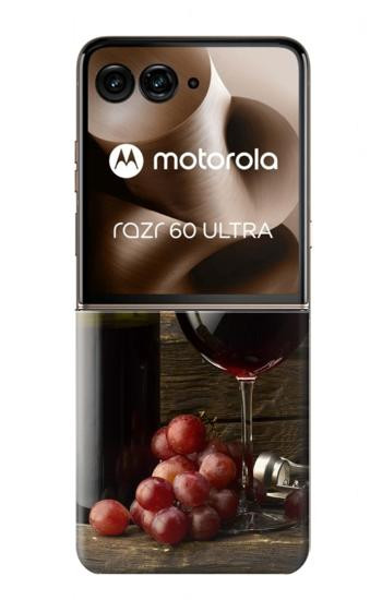 S1316 Grapes Bottle and Glass of Red Wine Case For Motorola Razr 70 Ultra, 60 Ultra, 50 Ultra, Ultra 2026, Ultra 2025