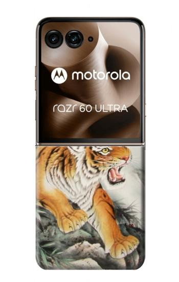 S2751 Chinese Tiger Brush Painting Case For Motorola Razr 70 Ultra, 60 Ultra, 50 Ultra, Ultra 2026, Ultra 2025