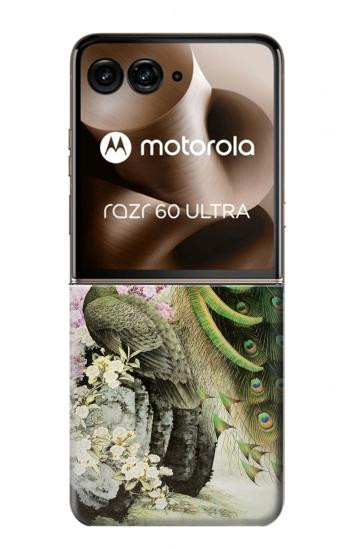 S2773 Peacock Chinese Brush Painting Case For Motorola Razr 70 Ultra, 60 Ultra, 50 Ultra, Ultra 2026, Ultra 2025