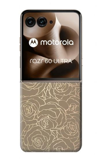 S3466 Gold Rose Pattern Case For Motorola Razr 70 Ultra, 60 Ultra, 50 Ultra, Ultra 2026, Ultra 2025