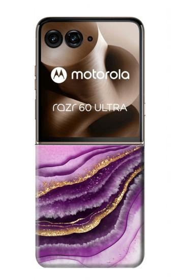S3896 Purple Marble Gold Streaks Case For Motorola Razr 70 Ultra, 60 Ultra, 50 Ultra, Ultra 2026, Ultra 2025