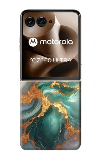 S3993 Green Marble Gold Veins Case For Motorola Razr 70 Ultra, 60 Ultra, 50 Ultra, Ultra 2026, Ultra 2025