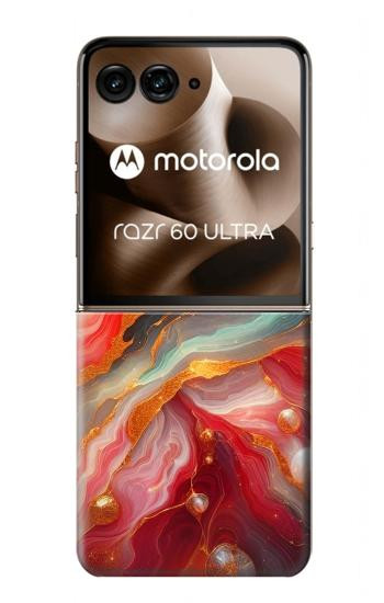 S4012 Red Marble Gold Veins Case For Motorola Razr 70 Ultra, 60 Ultra, 50 Ultra, Ultra 2026, Ultra 2025