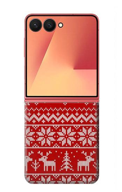 S2835 Christmas Reindeer Knitted Pattern Case For Samsung Galaxy Z Flip 7
