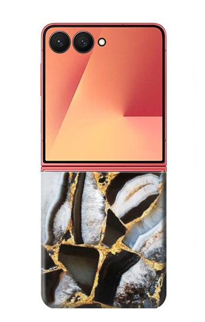 S3419 Gold Marble Graphic Print Case For Samsung Galaxy Z Flip 7