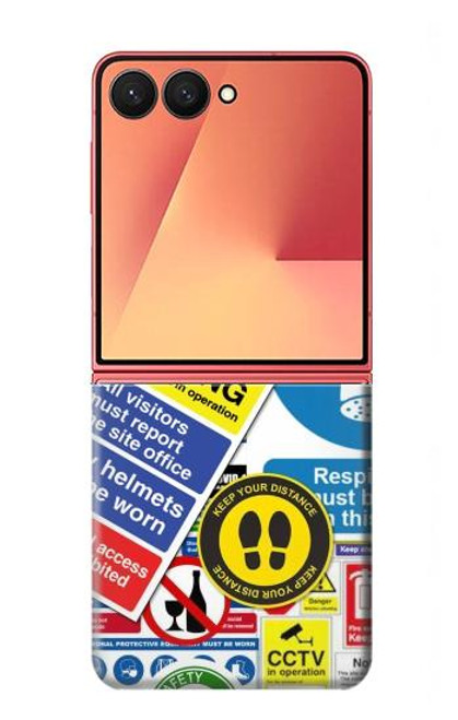 S3960 Safety Signs Sticker Collage Case For Samsung Galaxy Z Flip 7