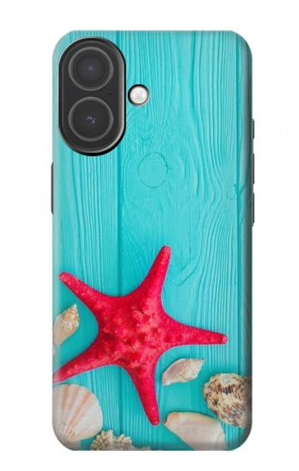 S3428 Aqua Wood Starfish Shell Case For iPhone 17