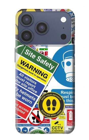 S3960 Safety Signs Sticker Collage Case For iPhone 17 Pro, 18 Pro