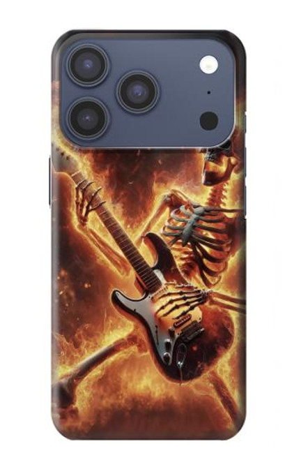 S3984 Fire Skeleton Playing Guitar Case For iPhone 17 Pro