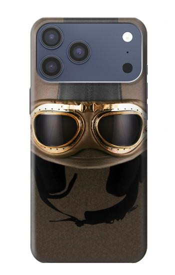 S2645 Vintage Brown Goggles Motorcycle Helmet Case For iPhone 17 Pro Max, 18 Pro Max