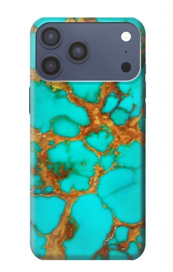 S2688 Aqua Copper Turquoise Gemstone Graphic Case For iPhone 17 Pro Max, 18 Pro Max