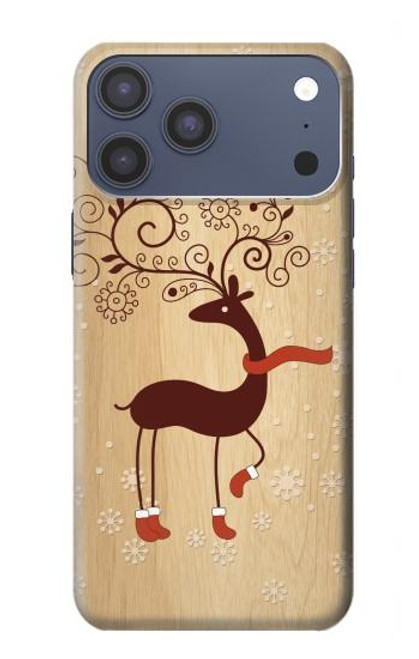 S3081 Wooden Raindeer Graphic Printed Case For iPhone 17 Pro Max