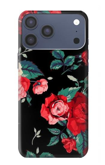 S3112 Rose Floral Pattern Black Case For iPhone 17 Pro Max, 18 Pro Max