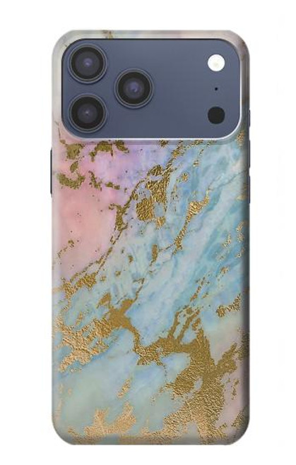 S3717 Rose Gold Blue Pastel Marble Graphic Printed Case For iPhone 17 Pro Max