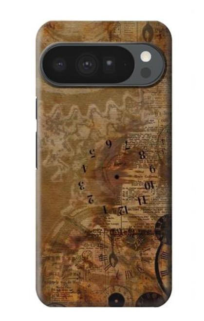S3456 Vintage Paper Clock Steampunk Case For Google Pixel 10 Pro XL