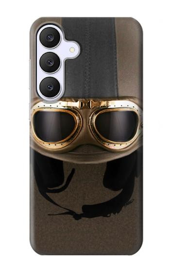 S2645 Vintage Brown Goggles Motorcycle Helmet Case For Samsung Galaxy S25 FE