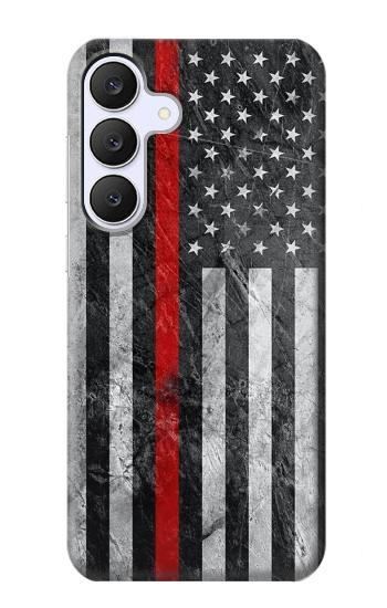 S3687 Firefighter Thin Red Line American Flag Case For Samsung Galaxy S25 FE, S26 FE