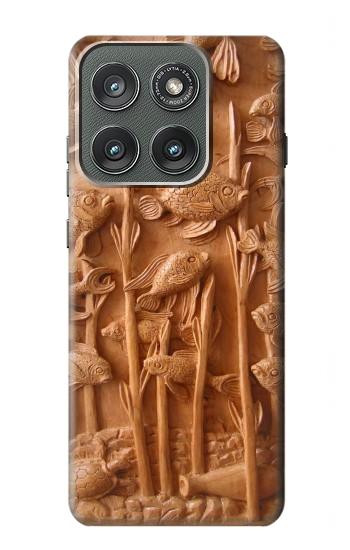 S1307 Fish Wood Carving Graphic Printed Case For Motorola Edge (2025)
